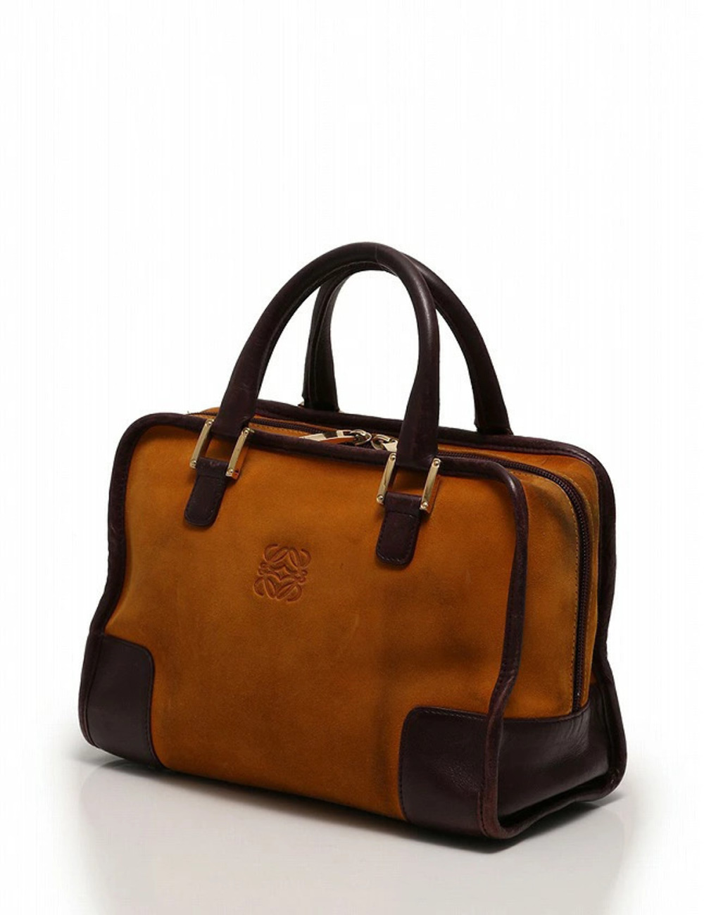 Loewe Purple Brown Camel Vector Suede Amazona Handbag Bordeaux Leather Brown Tan